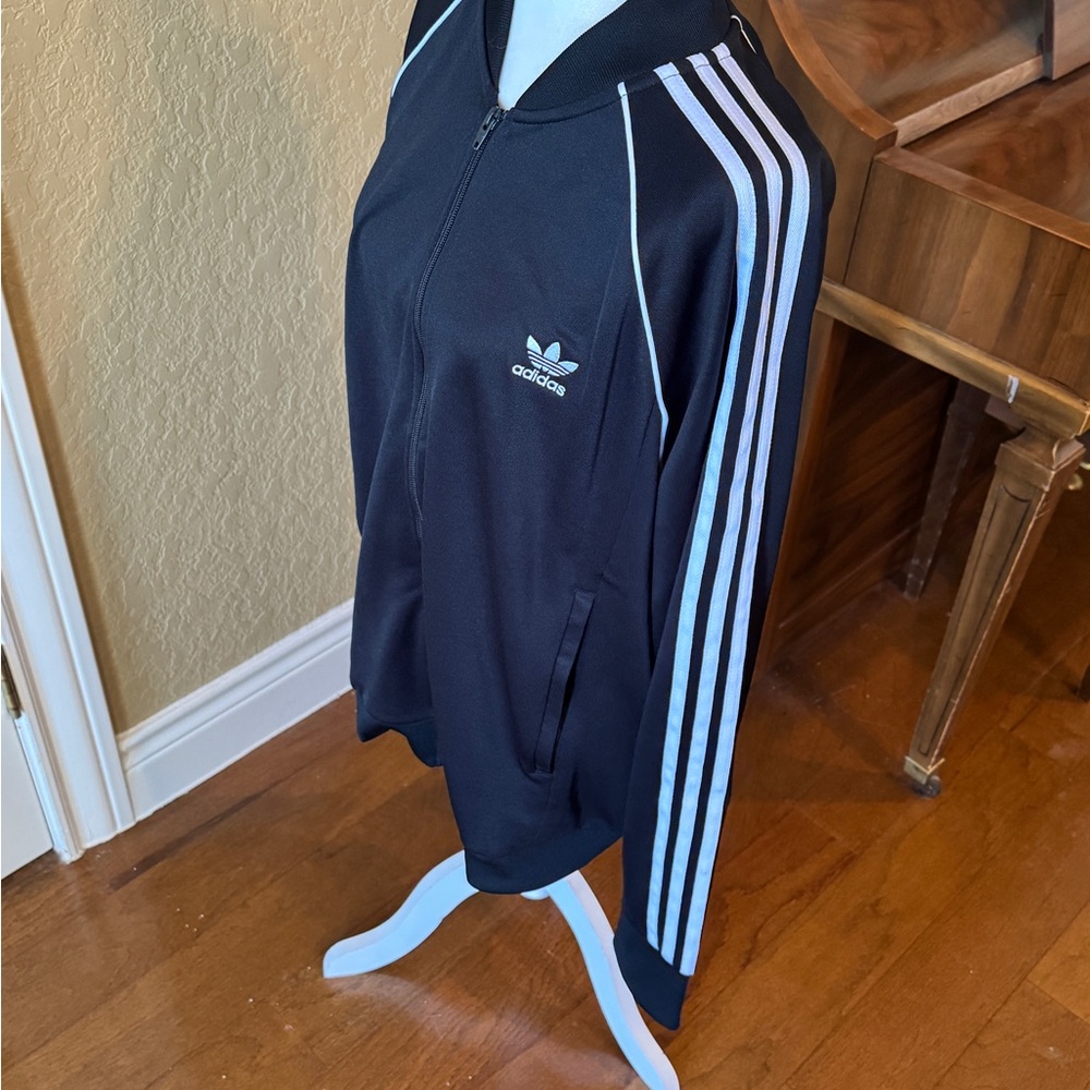 Vintage style Adidas Black track Jacket with White Stripes